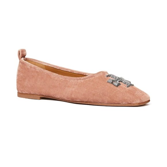 Tory Burch Eleanor Crystal Ballet Flat Shoes Meadowsweet Pink Women's Size 9 BOX - Picture 8 of 13